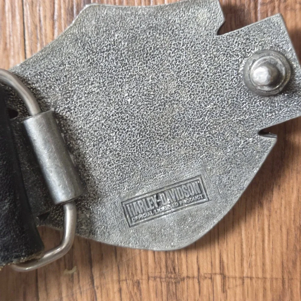 Harley Davidson Studded Leather Belt 30 Shield Logo Buckle USA Moto Bikercore
